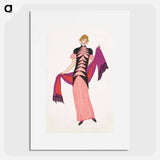 Woman in a long tubular pink dress - オットー フリードリヒ カール レンデッケ Poster.