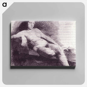 アートパネル-Nude woman reclining on a couch - トーマス エイキンズ Canvas.