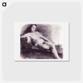 アートポストカード-Nude woman reclining on a couch - トーマス エイキンズ Postcard.