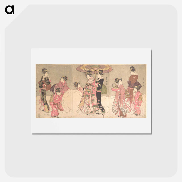 アートポストカード-Courtesans and Attendants Making a Giant Snowball
 - 歌川 豊国 Postcard.