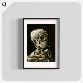 アートポスター-Head of a skeleton with a burning cigarette - フィンセント ファン ゴッホ Poster.