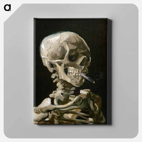 アートパネル-Head of a skeleton with a burning cigarette - フィンセント ファン ゴッホ Canvas.