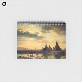 アートメモ帳-View of Chimney Rock, Ogalillalh Sioux Village in Foreground - アルバート ビアスタット Memo.