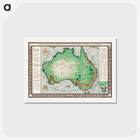 アートポストカード-A Map of Australia - アンティーク地図 Postcard.