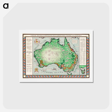 アートポストカード-A Map of Australia - アンティーク地図 Postcard.