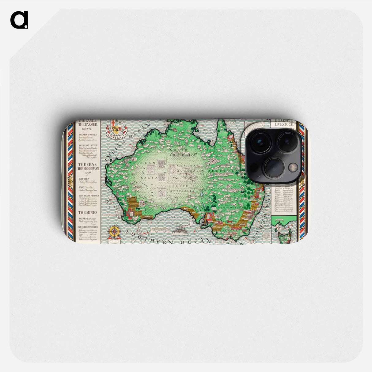 A Map of Australia - アンティーク地図 Phone Case.