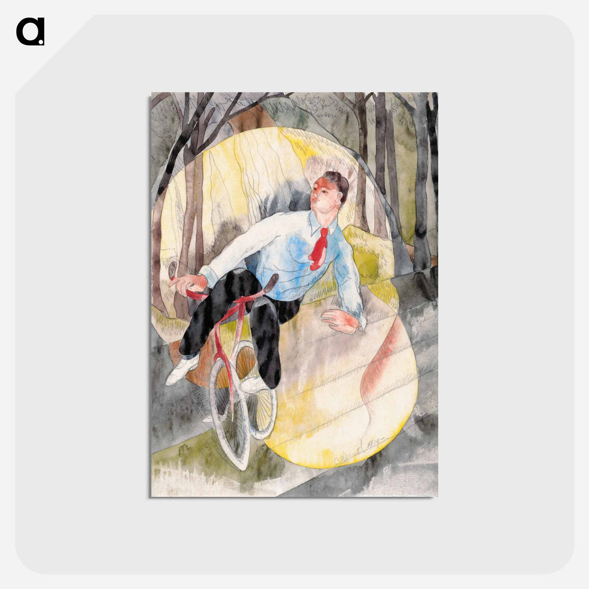 アートポストカード-In Vaudeville, the Bicycle Rider - チャールズ デムス Postcard.