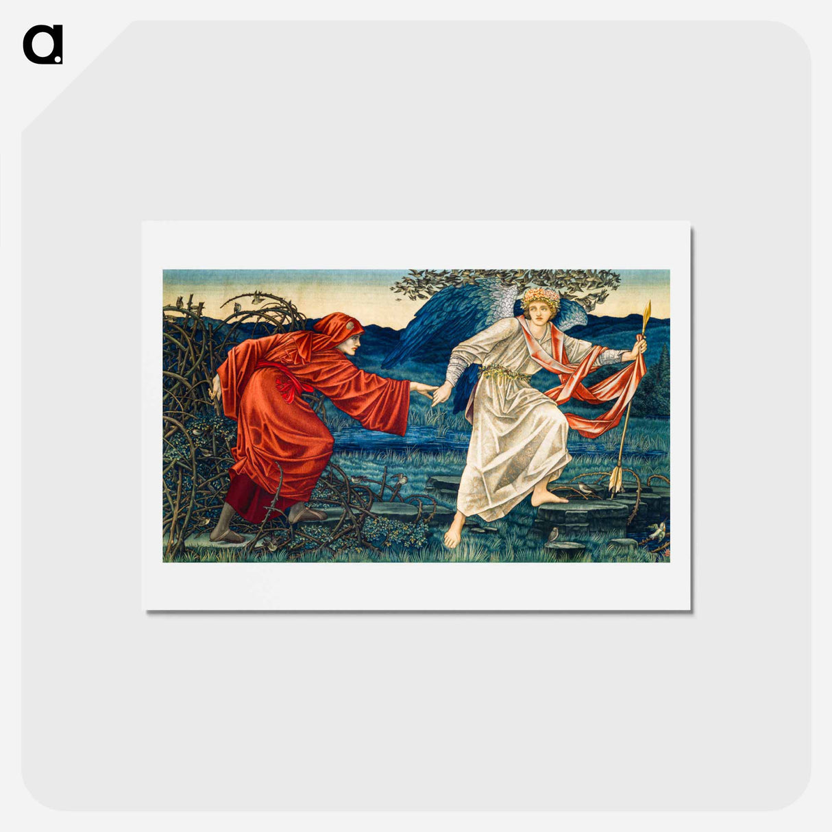 アートポストカード-Love leading the Pilgrim: Tapestry - エドワード バーン ジョーンズ Postcard.