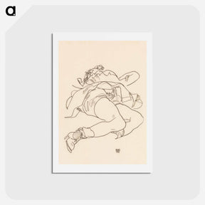 アートポストカード-Reclining Woman with Raised Skirt - エゴン シーレ Postcard.