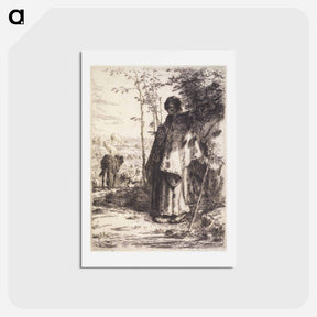 アートポストカード-The Large Shepherdess - ジャン フランソワ ミレー Postcard.