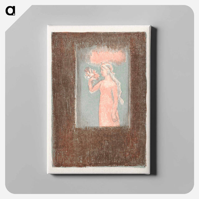 アートパネル-Young girl with flowers in front of a window - モーリス ドニ Canvas.