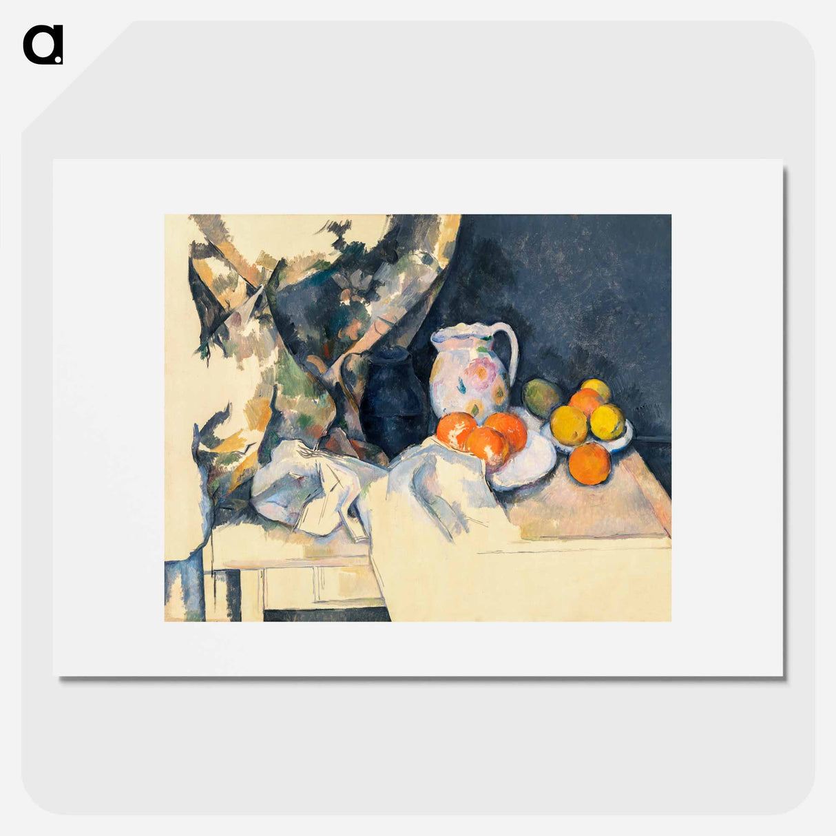 Curtain and Fruit - Paul Cezanne Poster.