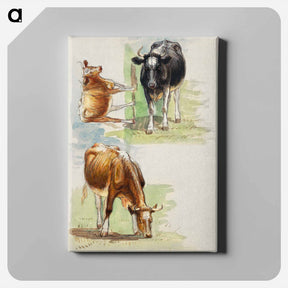 アートパネル-Cattle, Steers - サミュエル コールマン Canvas.