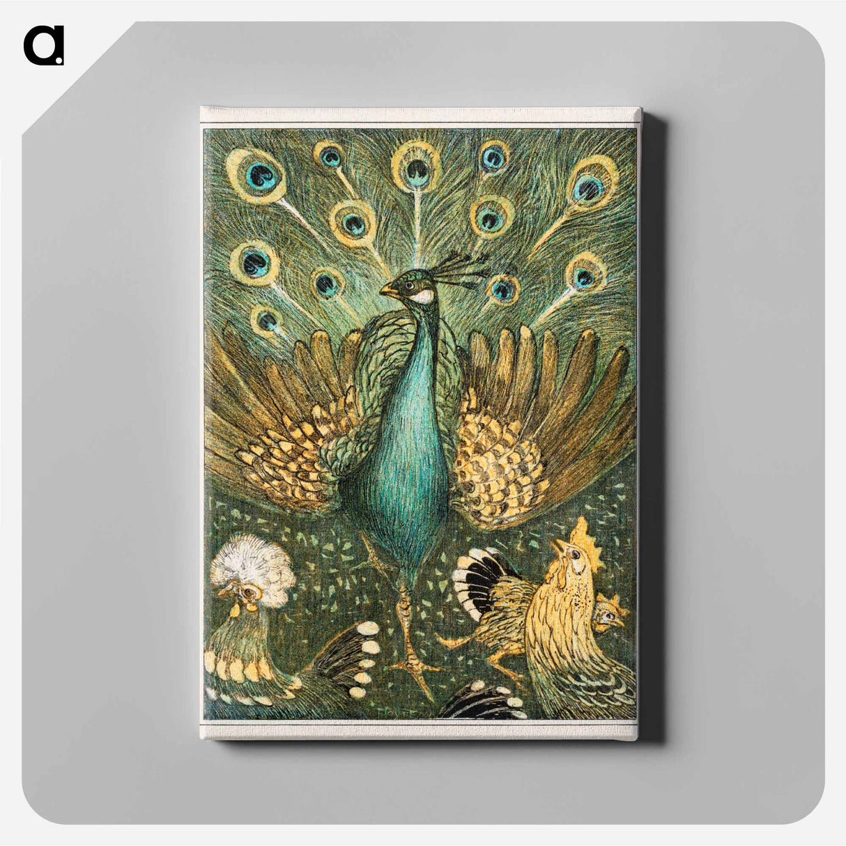 Pauw met kippen - Theo van Hoytema Canvas.