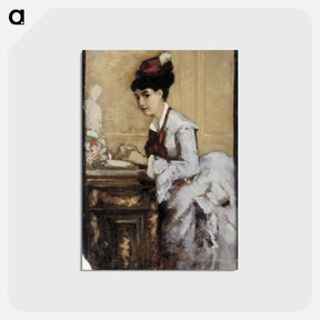 アートポストカード-Kirjoittava nainen, sommitteluharjoitelma i maalaukseen rokokoonainen - アルバート エーデルフェルト Postcard.