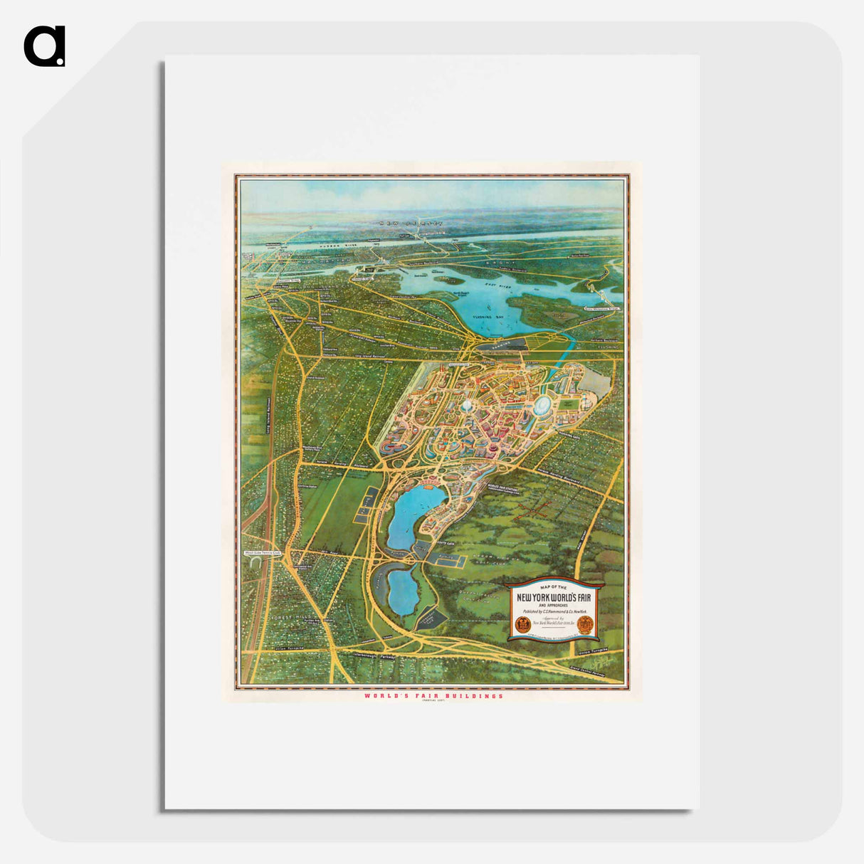 Map of the New York world's fair and approaches - アンティーク地図 Poster.