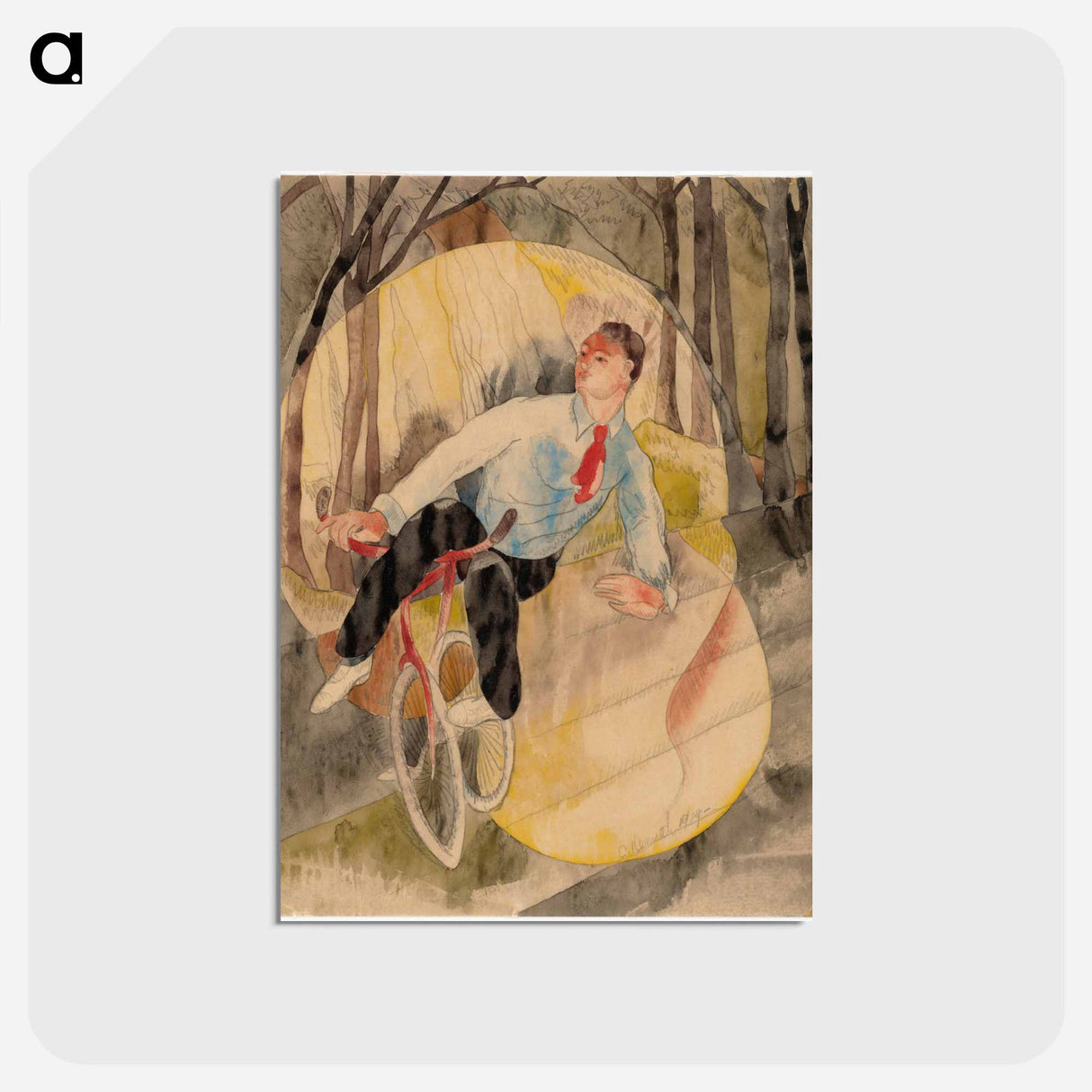アートポストカード-In Vaudeville, the Bicycle Rider - チャールズ デムス Postcard.