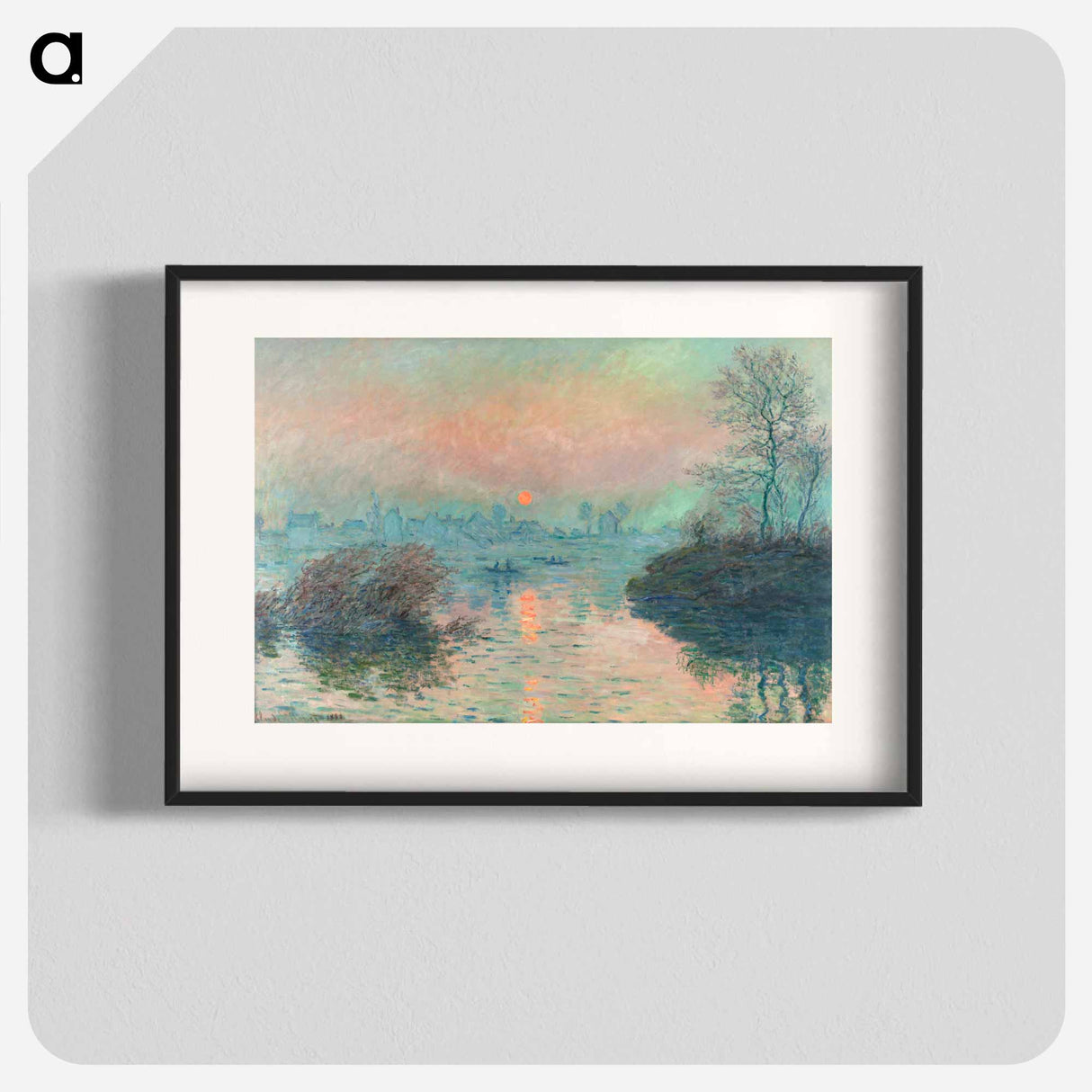 Sun setting on the Seine at Lavacourt - Claude Monet Poster.