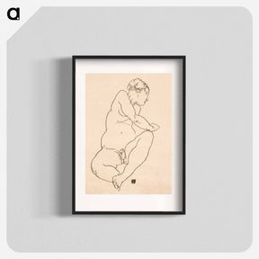 アートポスター-Female Nude Bending to the Left - エゴン シーレ Poster.