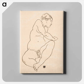 アートパネル-Female Nude Bending to the Left - エゴン シーレ Canvas.