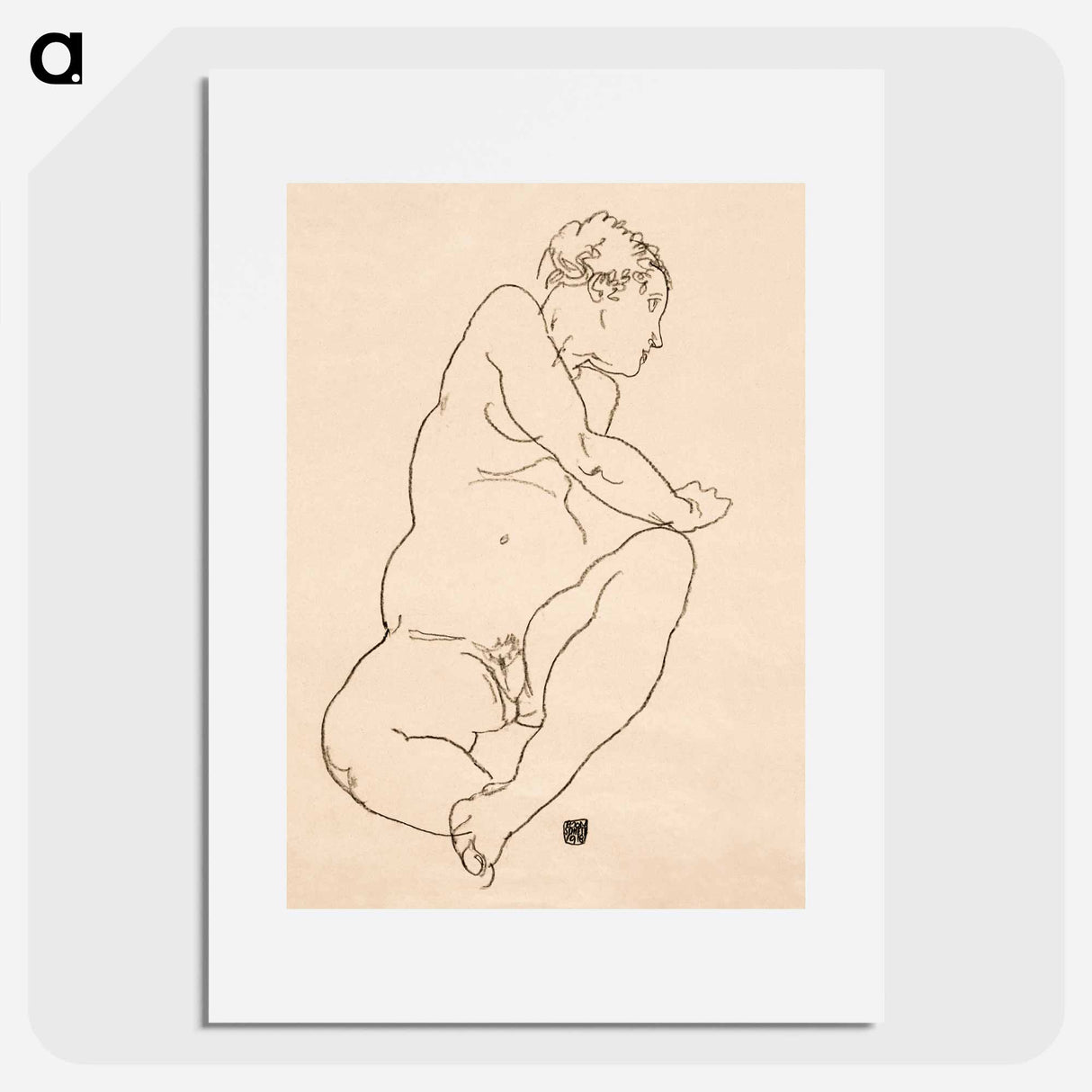 Female Nude Bending to the Left - Egon Schiele Poster.