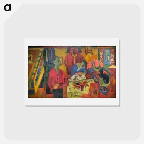 アートポストカード-Interior with painter - エルンスト ルートヴィヒ キルヒナー Postcard.