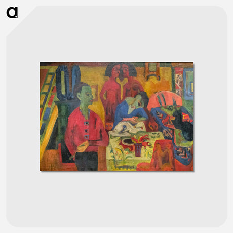 アートポストカード-Interior with painter - エルンスト ルートヴィヒ キルヒナー Postcard.