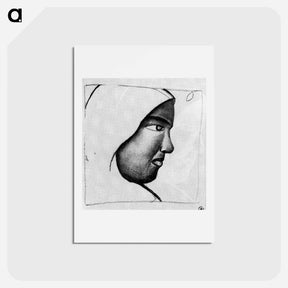アートポストカード-Woman s Head in Profile - カジミール マレーヴィチ Postcard.