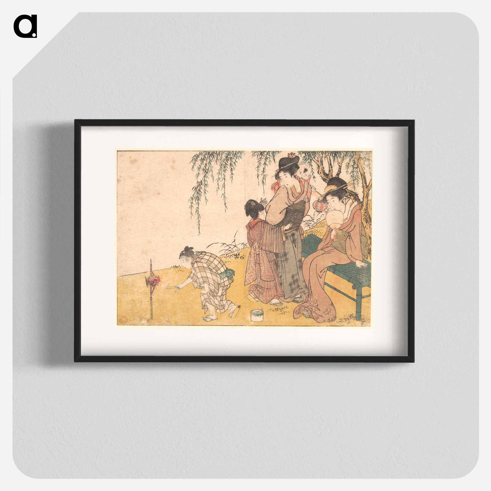 A Child Lighting Fireworks - 喜多川 歌麿 Poster.