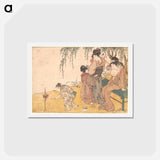 A Child Lighting Fireworks - 喜多川 歌麿 Postcard.