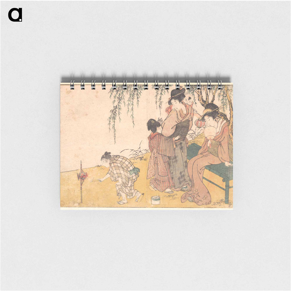 A Child Lighting Fireworks - 喜多川 歌麿 Memo.