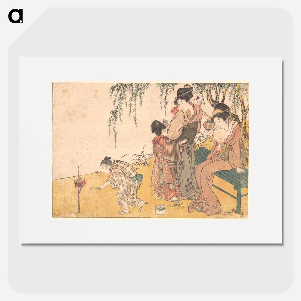 A Child Lighting Fireworks - 喜多川 歌麿 Poster.