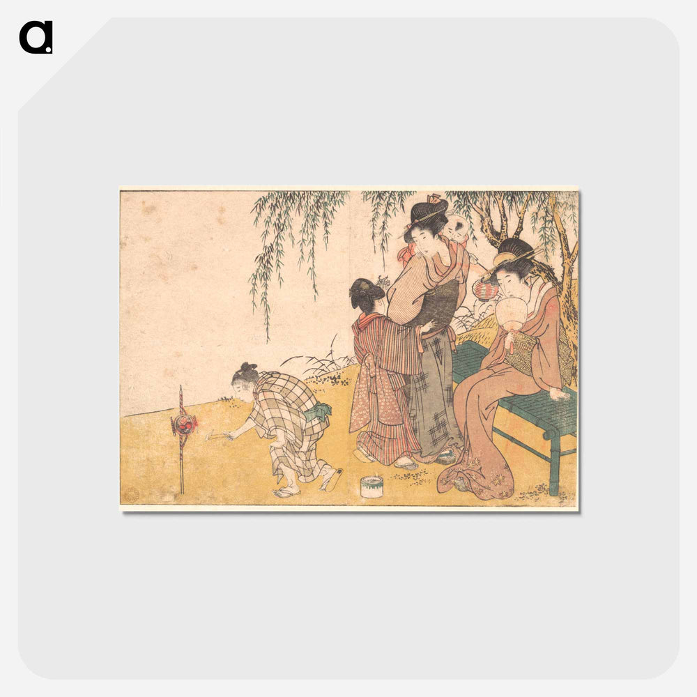 A Child Lighting Fireworks - 喜多川 歌麿 Postcard.