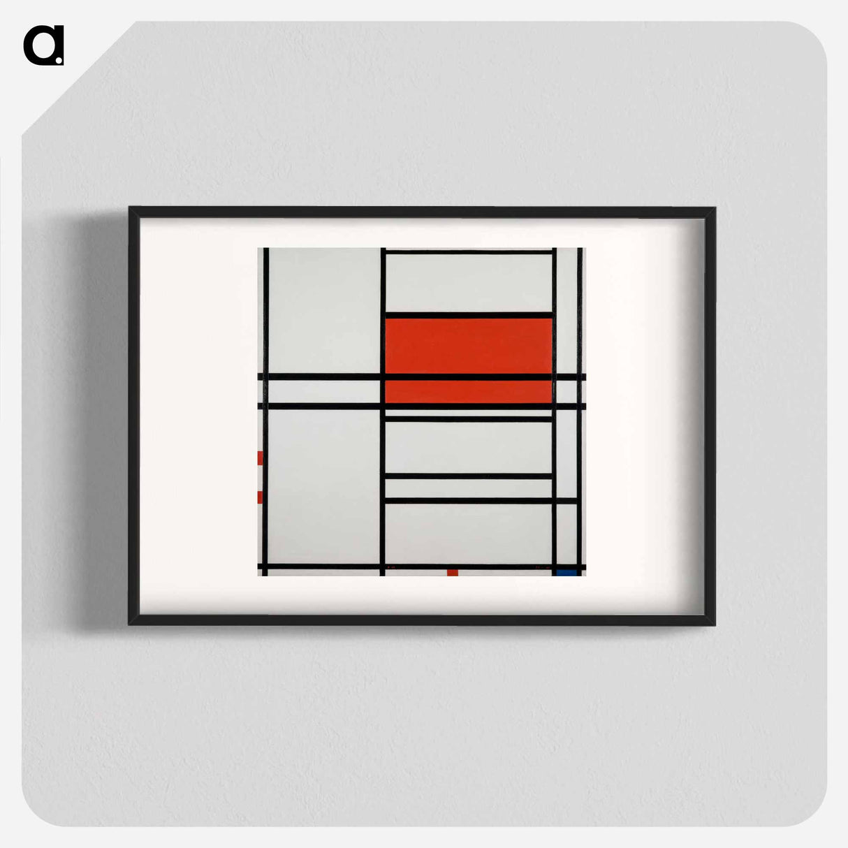 Composition of Red and White: Nom 1, Composition No. 4 with red and blue - Piet Mondrian Poster.