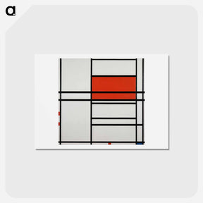 アートポストカード-Composition of Red and White: Nom 1, Composition No. 4 with red and blue - ピエト モンドリアン Postcard.
