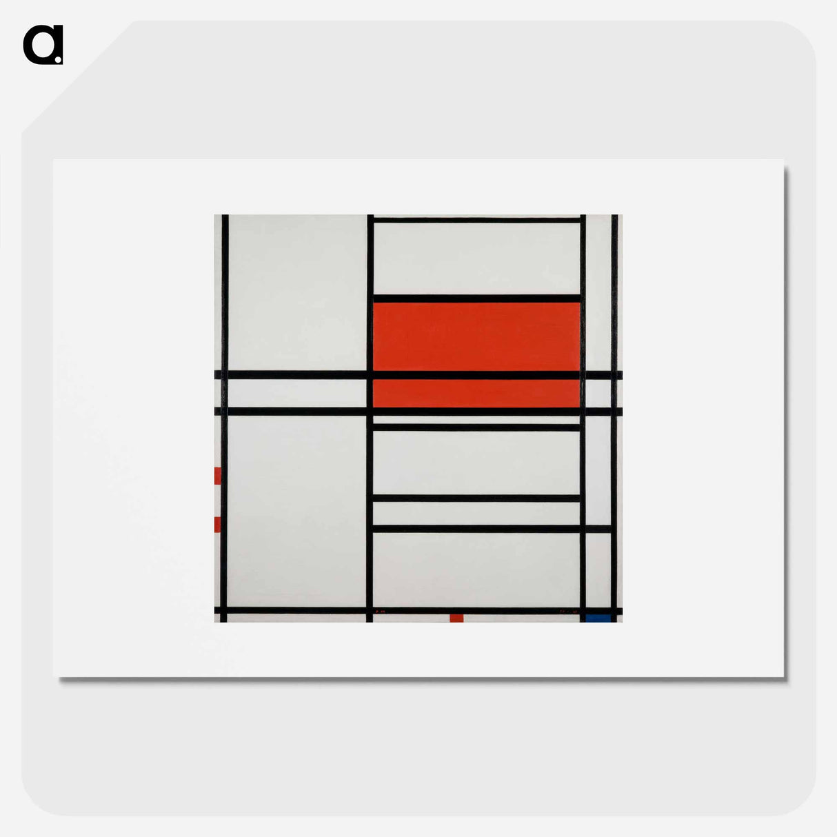 Composition of Red and White: Nom 1, Composition No. 4 with red and blue - Piet Mondrian Poster.