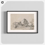 アートポスター-Cottage and Farm Buildings with a Man Sketching - レンブラント ファン レイン Poster.