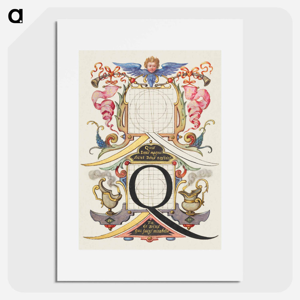アートポスター-Guide for Constructing the Letter Q from Mira Calligraphiae Monumenta
 - 書道のお手本 Poster.