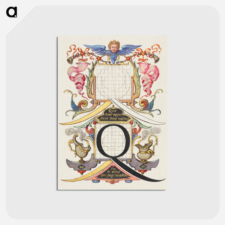 アートポストカード-Guide for Constructing the Letter Q from Mira Calligraphiae Monumenta
 - 書道のお手本 Postcard.