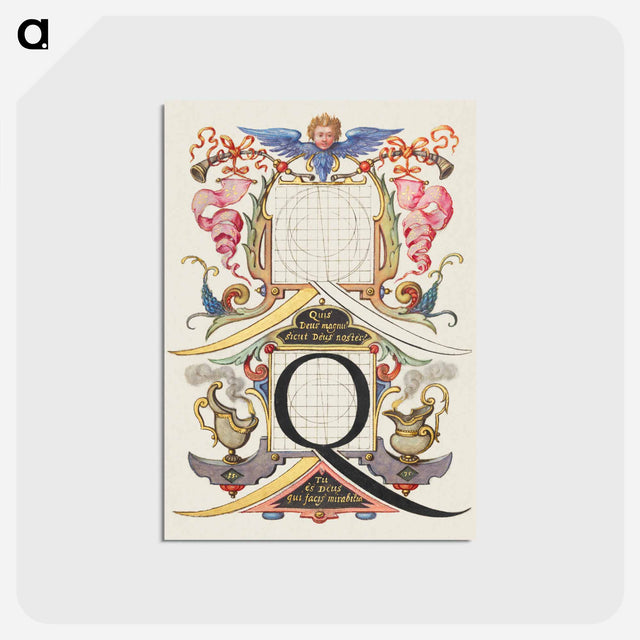 アートポストカード-Guide for Constructing the Letter Q from Mira Calligraphiae Monumenta
 - 書道のお手本 Postcard.