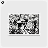 アートポストカード-A Futurist Evening in Milan - ウンベルト ボッチョーニ  Postcard.
