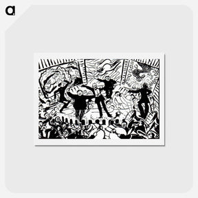 アートポストカード-A Futurist Evening in Milan - ウンベルト ボッチョーニ  Postcard.