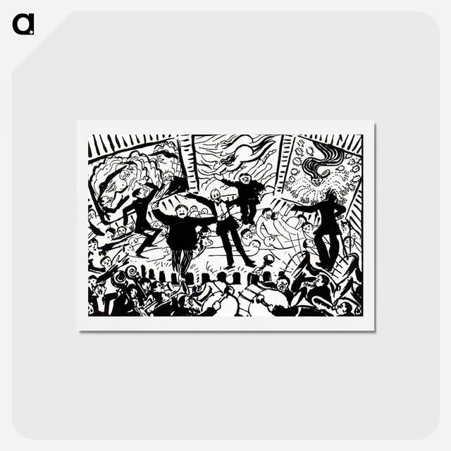 アートポストカード-A Futurist Evening in Milan - ウンベルト ボッチョーニ  Postcard.
