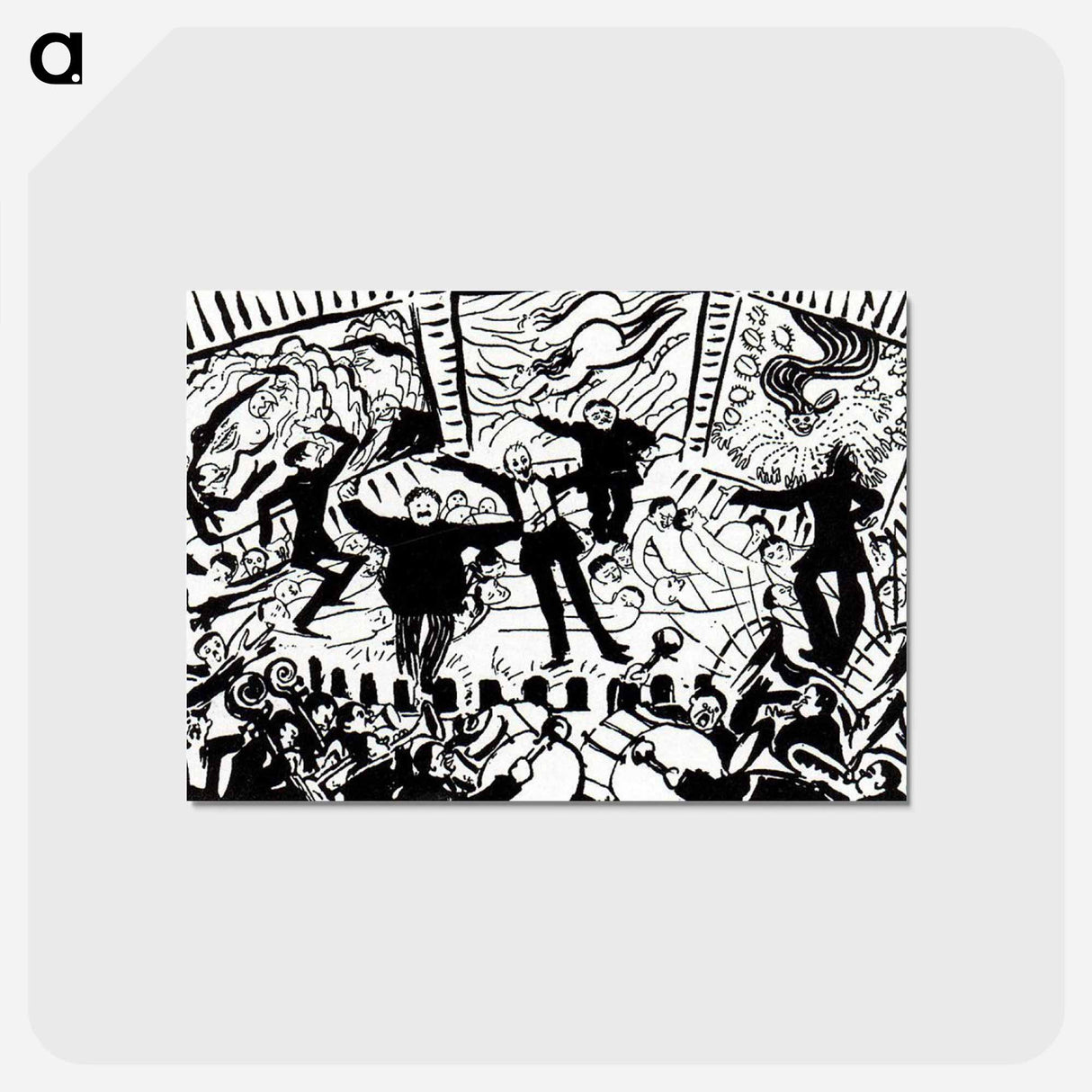 アートポストカード-A Futurist Evening in Milan - ウンベルト ボッチョーニ  Postcard.
