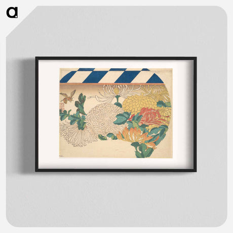 アートポスター-Chrysanthemums in Fan-shaped Design
 - 歌川 広重 Poster.
