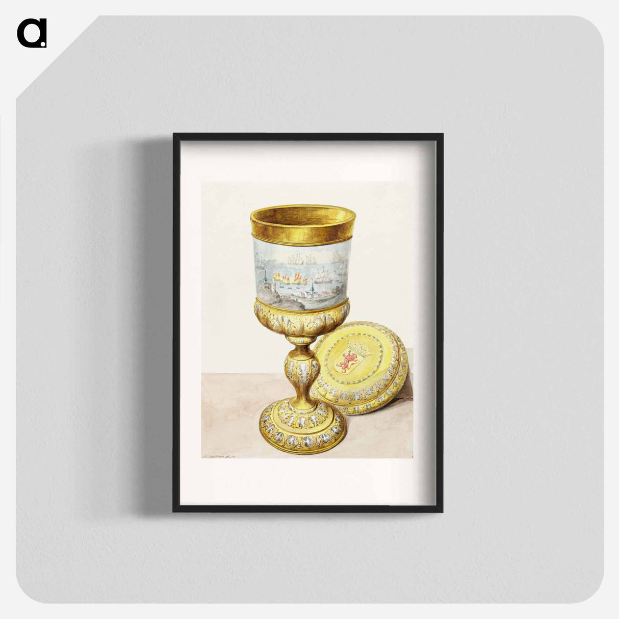 Golden cup with lid - アールト シューマン Poster.