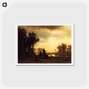 アートポストカード-An Indian Encampment - アルバート ビアスタット Postcard.