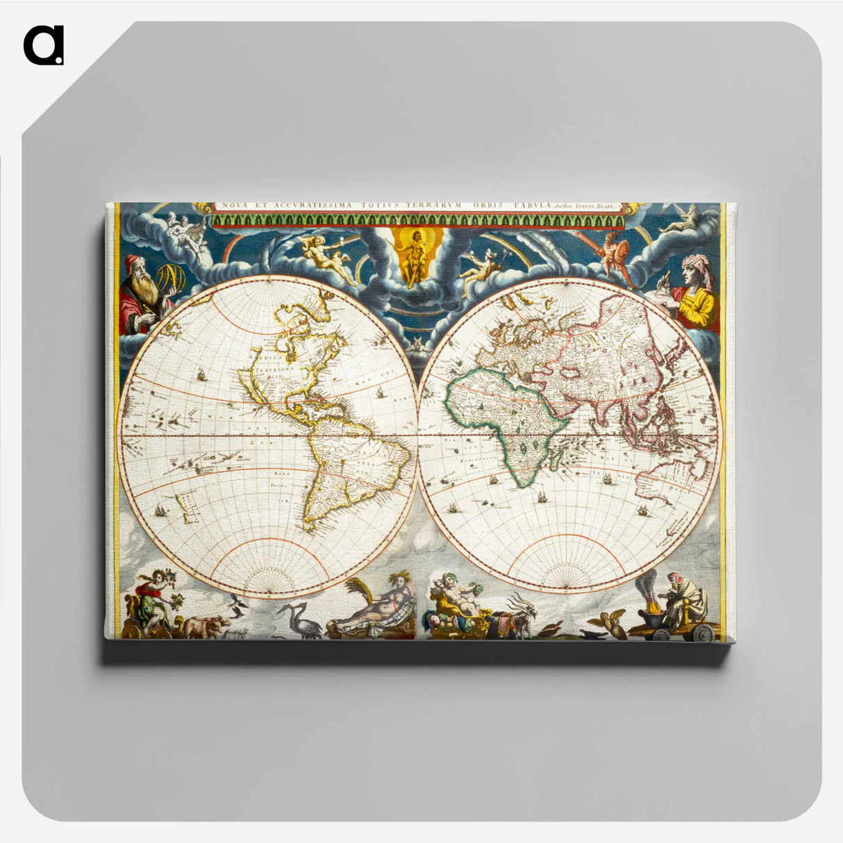Nova et accuratissima totius terrarum orbis tabula - アンティーク地図 Canvas.