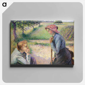 アートパネル-Two Young Peasant Women - カミーユ ピサロ Canvas.