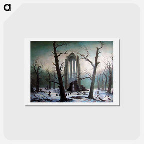 アートポストカード-Monastery ruins in the snow - カスパー ダーヴィト フリードリヒ Postcard.